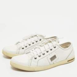 Dolce & Gabbana White Leather Logo Plaque Low Top Sneakers Size 41.5