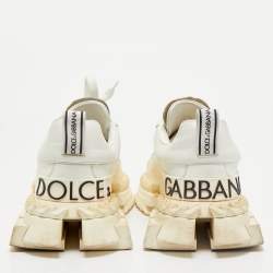 Dolce & Gabbana White Leather and Suede Super King Sneakers Size 41