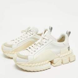 Dolce & Gabbana White Leather and Suede Super King Sneakers Size 41