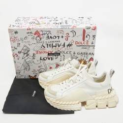 Dolce & Gabbana White Leather and Suede Super King Sneakers Size 41