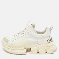 Dolce & Gabbana White Leather and Suede Super King Sneakers Size 41