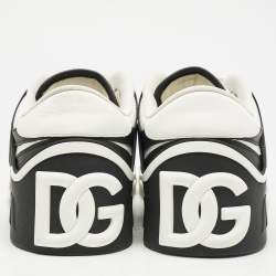 Dolce & Gabbana White/Black Leather and Rubber Custom 2.Zero Sneakers Size 43