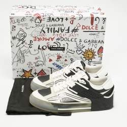 Dolce & Gabbana White/Black Leather and Rubber Custom 2.Zero Sneakers Size 43