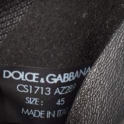 Dolce & Gabbana Black/Gold Stretch Fabric Jersey Sorrento Logo Print Slip On Sneakers Size 45