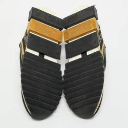 Dolce & Gabbana Black/Gold Stretch Fabric Jersey Sorrento Logo Print Slip On Sneakers Size 45