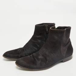 Dolce & Gabbana Brown Calf Hair and Suede Ankle Length Boots Size 42