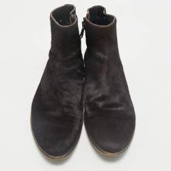 Dolce & Gabbana Brown Calf Hair and Suede Ankle Length Boots Size 42
