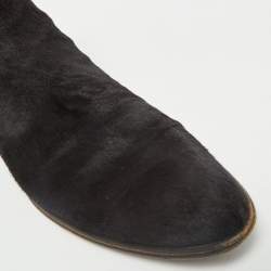 Dolce & Gabbana Brown Calf Hair and Suede Ankle Length Boots Size 42