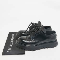 Pre Owned Dolce & Gabbana Black Brushed Leather Lace Up Derby Size 40