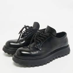 Pre Owned Dolce & Gabbana Black Brushed Leather Lace Up Derby Size 40
