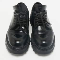 Pre Owned Dolce & Gabbana Black Brushed Leather Lace Up Derby Size 40