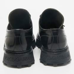 Pre Owned Dolce & Gabbana Black Brushed Leather Lace Up Derby Size 40