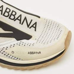 Dolce & Gabbana White/Black Knit Fabric and Rubber Sorrento Slip-On Sneakers Size 42