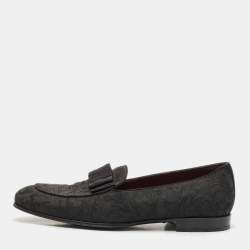 Dolce & Gabbana Black Jacquard Baroque Slip On  Loafers Size 40
