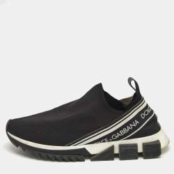 Dolce & Gabbana Black/White Knit Fabric Sorrento Slip On Sneakers Size 41