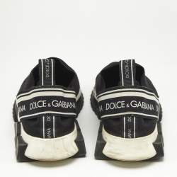 Dolce & Gabbana Black/White Knit Fabric Sorrento Slip On Sneakers Size 41