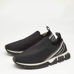 Dolce & Gabbana Black/White Knit Fabric Sorrento Slip On Sneakers Size 41