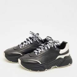 Dolce & Gabbana Black/White Leather Daymaster Low Top Sneakers Size 41