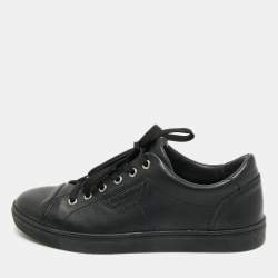 Dolce & Gabbana Black Leather Lace Up Sneakers Size 40