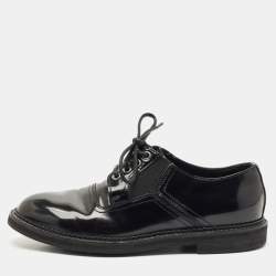 Dolce & Gabbana Black Leather and Mesh Derby Size 40.5