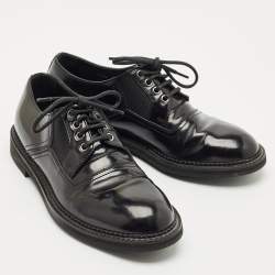 Dolce & Gabbana Black Leather and Mesh Derby Size 40.5