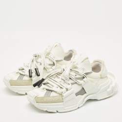 Pre Owned Dolce & Gabbana White Nylon and Suede Space Low Top Sneakers Size 43.5