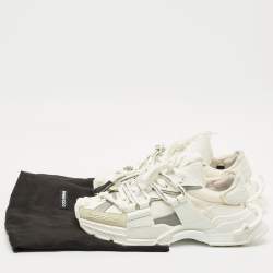 Pre Owned Dolce & Gabbana White Nylon and Suede Space Low Top Sneakers Size 43.5