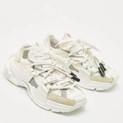 Pre Owned Dolce & Gabbana White Nylon and Suede Space Low Top Sneakers Size 43.5