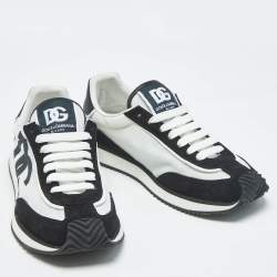Dolce & Gabbana Black/White Mesh and Suede DG Low Top Sneakers Size 41