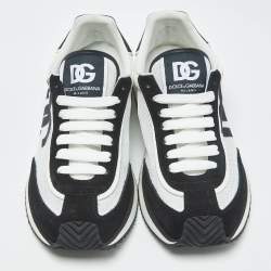 Dolce & Gabbana Black/White Mesh and Suede DG Low Top Sneakers Size 41