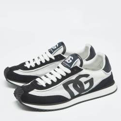 Dolce & Gabbana Black/White Mesh and Suede DG Low Top Sneakers Size 41