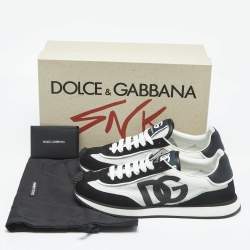 Dolce & Gabbana Black/White Mesh and Suede DG Low Top Sneakers Size 41