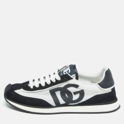 Dolce & Gabbana Black/White Mesh and Suede DG Low Top Sneakers Size 41