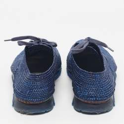 مملوكة مسبقًا Dolce & Gabbana Navy Blue Woven Raffia Low Top Sneakers Size 45