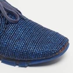 مملوكة مسبقًا Dolce & Gabbana Navy Blue Woven Raffia Low Top Sneakers Size 45