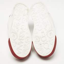 Pre Owned Dolce & Gabbana White/Red Leather and Rubber Toe Portofino Low Top Sneakers Size 39