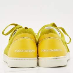 Pre Owned Dolce & Gabbana Green Suede and Leather Low Top Sneakers Size 43
