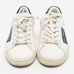 Pre Owned Dolce & Gabbana Navy Blue/White Suede and Leather Low Top Sneakers Size 41