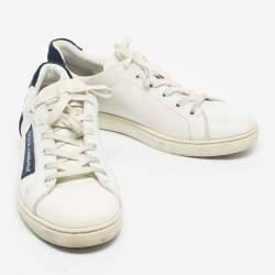 Pre Owned Dolce & Gabbana Navy Blue/White Suede and Leather Low Top Sneakers Size 41