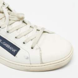 Pre Owned Dolce & Gabbana Navy Blue/White Suede and Leather Low Top Sneakers Size 41