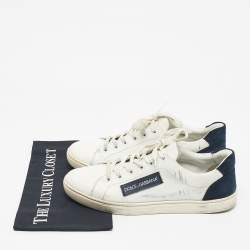 Pre Owned Dolce & Gabbana Navy Blue/White Suede and Leather Low Top Sneakers Size 41