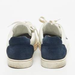 Pre Owned Dolce & Gabbana Navy Blue/White Suede and Leather Low Top Sneakers Size 41