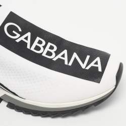 Pre Owned Dolce & Gabbana Black/White Knit Fabric Sorrento Slip On Sneakers Size 43.5