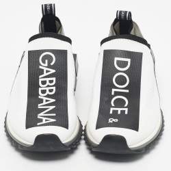 Pre Owned Dolce & Gabbana Black/White Knit Fabric Sorrento Slip On Sneakers Size 43.5