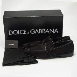 Pre Owned Dolce & Gabbana Black Suede Slip On Loafers Size 43