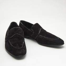 Pre Owned Dolce & Gabbana Black Suede Slip On Loafers Size 43