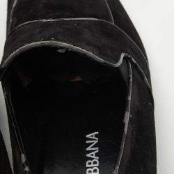 Pre Owned Dolce & Gabbana Black Suede Slip On Loafers Size 43