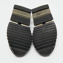 Pre Owned Dolce & Gabbana Black/White Knit Fabric Sorrento Slip-On Sneakers Size 41.5