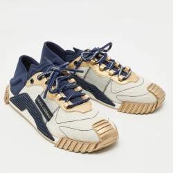 Pre Owned Dolce & Gabbana Tricolor Leather and Mesh Ns1 Lace Up Sneakers Size 46