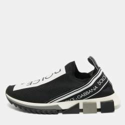 Pre Owned Dolce & Gabbana Black Knit Fabric Sorrento Slip On Sneakers Size 42